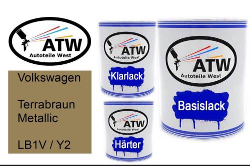 Volkswagen, Terrabraun Metallic, LB1V / Y2: 1L Lackdose + 1L Klarlack + 500ml Härter - Set, von ATW Autoteile West.